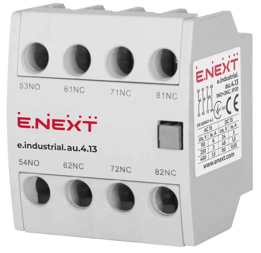 Додатковий контакт e.industrial.au.4.13, 1NO+3NC E.NEXT (i0140008)