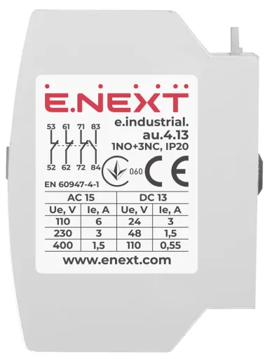 Додатковий контакт e.industrial.au.4.13, 1NO+3NC E.NEXT (i0140008) 3