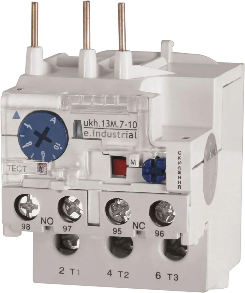 Теплове реле E.NEXT i0110017 e.industrial.ukh.13M.7.10, з номінальним струмом 13А та діапазоном регулювання 7-10 А