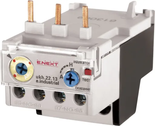 Теплове реле e.industrial.ukh.22.13 E.NEXT i0110006, номінальний струм 22А, діапазон регулювання 9-13 А