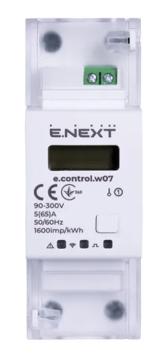 Лічильник однофазний e.control.w07 5(65)А електронний клас 1.0 (некомерц.) багатофункціональний E.NEXT i0310037 2