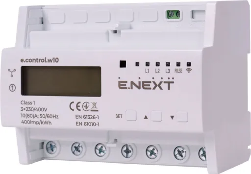 Лічильник трифазний E.NEXT i0310041 e.control.w10 10(80)А електронний клас 1.0 (некомерц.) багатофункціональний 2