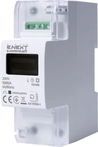 Лічильник однофазний e.control.w11 5(65)А електронний клас 1.0 (некомерц.) RS485 E.NEXT i0310042
