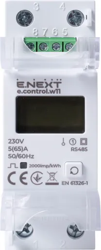 Лічильник однофазний e.control.w11 5(65)А електронний клас 1.0 (некомерц.) RS485 E.NEXT i0310042 2